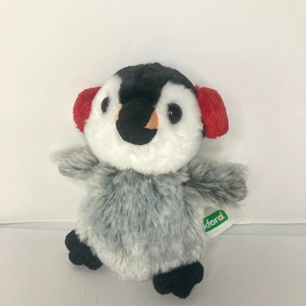 Frankford Penguin Plush Stuffed Animal Toy Gray Earmuffs Bird Winter